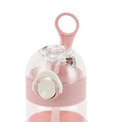 Royalford 650 ml Water Bottle- RF12357/ with Straw, Transparent Plastic Bottles with Push Button, One Hand Operation/ Perfect for School, Office and Gym/ Leak-Proof and Eco-Friendly, Food-Grade and Elegant Design/ Pink