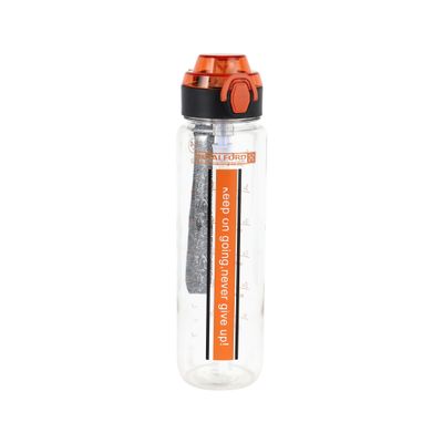 Royalford 1000 ml Water Bottle- RF12155/ with Volume Tracker, Motivational Bottles with Flip Lid, Silicone Sipper and Straw / Perfect for School, Office and Gym/ Leak-Proof and Eco-Friendly, Food-Grade and Elegant Design/ Orange