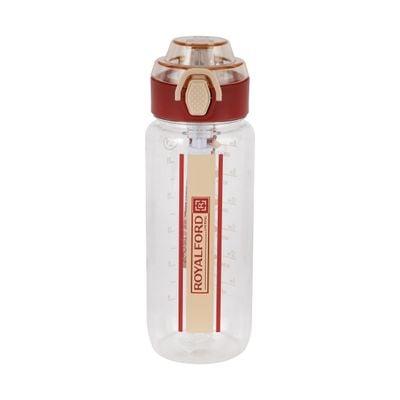 Royalford 700 ml Water Bottle- RF12156/ with Volume Tracker, Motivational Bottles with Flip Lid, Silicone Sipper and Straw / Perfect for School, Office and Gym/ Leak-Proof and Eco-Friendly, Food-Grade and Elegant Design/ Maroon