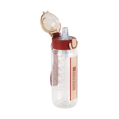 Royalford 700 ml Water Bottle- RF12156/ with Volume Tracker, Motivational Bottles with Flip Lid, Silicone Sipper and Straw / Perfect for School, Office and Gym/ Leak-Proof and Eco-Friendly, Food-Grade and Elegant Design/ Maroon