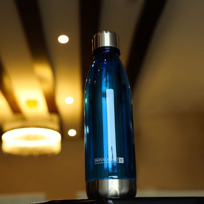 Royalford 680 ML Water Bottle- BPA-Free, Food grade material | RF11143 | Polymer Bottle with Metal Cap Perfect for Home, Office, Gym| Eco-Friendly| Elegant, Sturdy, Portable and Leak-Proof Design| Blue