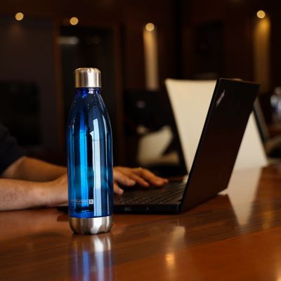 Royalford 680 ML Water Bottle- BPA-Free, Food grade material | RF11143 | Polymer Bottle with Metal Cap Perfect for Home, Office, Gym| Eco-Friendly| Elegant, Sturdy, Portable and Leak-Proof Design| Blue