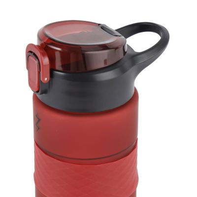 Royalford 700 ml Water Bottle- RF12162/ Plastic Bottles with Flip Lid, Silicone Sipper and Straw, Strap / Perfect for School, Office and Gym/ Leak-Proof and Eco-Friendly, Food-Grade and Elegant Design/ Red