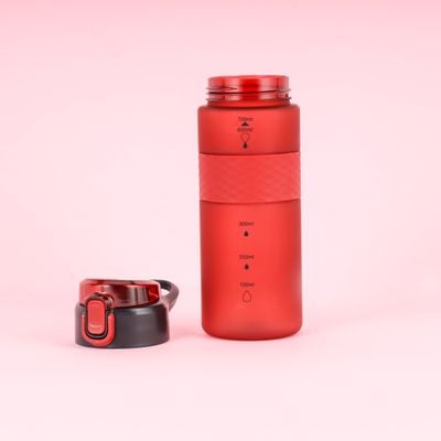 Royalford 700 ml Water Bottle- RF12162/ Plastic Bottles with Flip Lid, Silicone Sipper and Straw, Strap / Perfect for School, Office and Gym/ Leak-Proof and Eco-Friendly, Food-Grade and Elegant Design/ Red