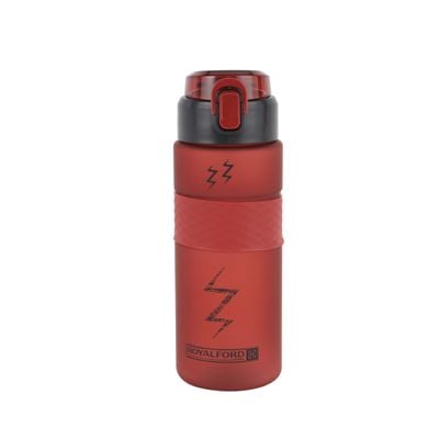 Royalford 700 ml Water Bottle- RF12162/ Plastic Bottles with Flip Lid, Silicone Sipper and Straw, Strap / Perfect for School, Office and Gym/ Leak-Proof and Eco-Friendly, Food-Grade and Elegant Design/ Red