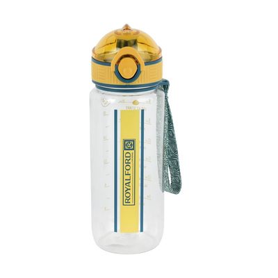 Royalford 700 ml Water Bottle- RF12160/ with Volume Tracker, Motivational Bottles with Flip Lid, PP Sipper and Straw / Perfect for School, Office and Gym/ Leak-Proof and Eco-Friendly, Food-Grade and Elegant Design/ Yellow