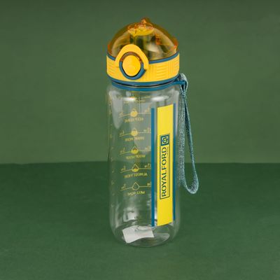 Royalford 700 ml Water Bottle- RF12160/ with Volume Tracker, Motivational Bottles with Flip Lid, PP Sipper and Straw / Perfect for School, Office and Gym/ Leak-Proof and Eco-Friendly, Food-Grade and Elegant Design/ Yellow