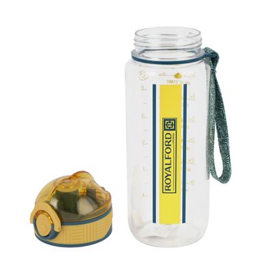 Royalford 700 ml Water Bottle- RF12160/ with Volume Tracker, Motivational Bottles with Flip Lid, PP Sipper and Straw / Perfect for School, Office and Gym/ Leak-Proof and Eco-Friendly, Food-Grade and Elegant Design/ Yellow