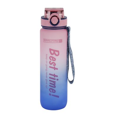 Royalford 1000 ml Water Bottle- RF12157/ with Volume Tracker, Motivational Bottles with Flip Lid, PP Sipper and Straw / Perfect for School, Office and Gym/ Leak-Proof and Eco-Friendly, Food-Grade and Elegant Design/ Blue and pink