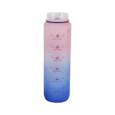 Royalford 1000 ml Water Bottle- RF12157/ with Volume Tracker, Motivational Bottles with Flip Lid, PP Sipper and Straw / Perfect for School, Office and Gym/ Leak-Proof and Eco-Friendly, Food-Grade and Elegant Design/ Blue and pink