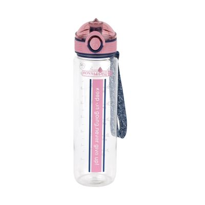 Royalford 1000 ml Water Bottle- RF12159/ with Volume Tracker, Motivational Bottles with Flip Lid, PP Sipper and Straw / Perfect for School, Office and Gym/ Leak-Proof and Eco-Friendly, Food-Grade and Elegant Design/ Pink