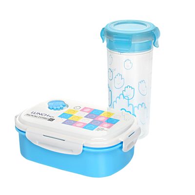 Royalford Lunch Box with Water Bottle - Portable Design Perfect Lock with Seal System to Avoid Spillage | Travel Safe | Compact lids with High Grip Clips | Ideal for Office, Picnic, Outings & More