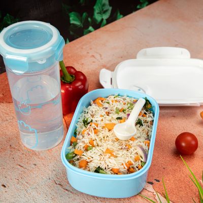 Royalford Lunch Box with Water Bottle - Portable Design Perfect Lock with Seal System to Avoid Spillage | Travel Safe | Compact lids with High Grip Clips | Ideal for Office, Picnic, Outings & More