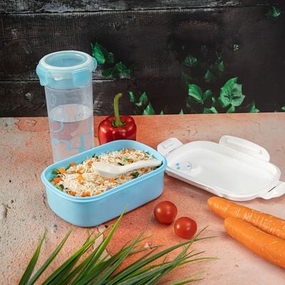 Royalford Lunch Box with Water Bottle - Portable Design Perfect Lock with Seal System to Avoid Spillage | Travel Safe | Compact lids with High Grip Clips | Ideal for Office, Picnic, Outings & More