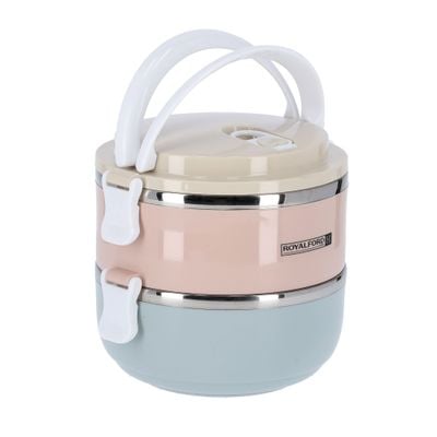 Royalford RF9294 1400ML Double Layer Lunch Box - Leak-Proof & Airtight Lid Food Storage Container - High-Quality Stainless Steel Inner, Non-Toxic and Design - Portable and Dishwasher, Microwave Safe