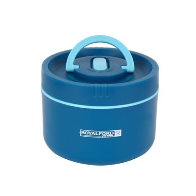 Royalford 600 ml Lunch Box- RF12594/ with Stainless Steel Inner and Plastic Body, Round Tiffin with Lid/ Food-Grade, BPA-Free, Airtight and Leakproof Containers for Kids and Adults, to Keep Foods Fresh/ Compact and Portable Design/ Blue