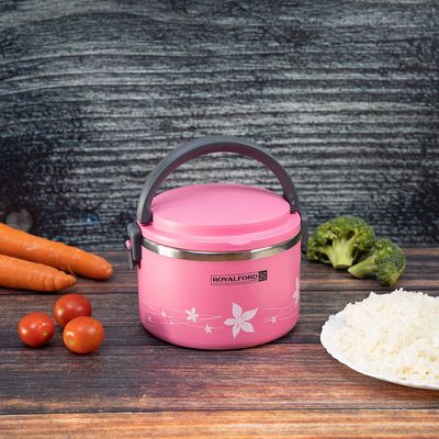 Royalford RF5651 1L Lunch Box - Leak-Proof & Airtight Lid Food Storage Container - High-Quality Stainless Steel Inner, Durable, Non-Toxic and Extended Fastening Lid Design - Portable & Dishwasher Safe