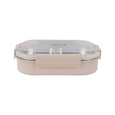 Royalford 900 ml Lunch Box- RF12119/ Rectangular Tiffin with Transparent Lid and 4 Compartments/ Removable Stainless Steel Inner Container for Kids and Toddlers, Suitable for Schools, Office, Nursery, Picnic/ Sturdy 4 Locks, High Heat Retaining Efficiency, Easy to Carry/ Pink