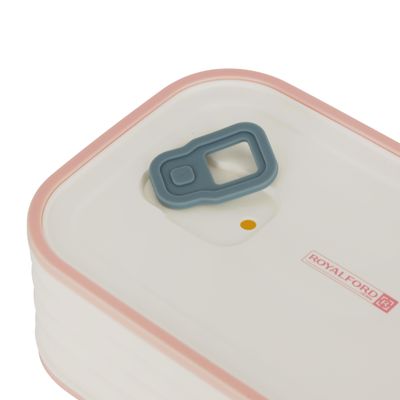 Royalford 950 ml Lunch Box- RF12625/ Plastic Rectangular Tiffin with Lid with Steam Vent, Leakproof Spacer/ Suitable for Schools and Offices/ Sturdy Locks and Spill-Proof/ BPA-Free and Odor-Free PP Construction/ Pink