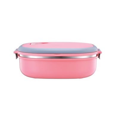 Royalford RF5652PN Square Lunch Box | Stainless Steel Inner | Thermal Lunch Box Bento Lunch Box with Stainless Steel Thermal Insulation, Thick Layered of Food Containers Leak Proof for Kids, Adult | Suitable for School, Office or Picnic