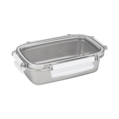 Royalford 600 ml Stainless Steel Lunch Box- RF12171/ Rectangle Tiffin with Polymer Lid, 4 Side Locks/ Food-Grade, BPA-Free, Airtight and Leakproof Containers for Kids and Adults, to Keep Foods Fresh/ Compact and Portable Design/ Silver