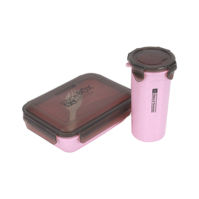 Royalford Lunch Box with Water Bottle- RF12177/ 800 ml and 500 ml, Plastic Tiffin Set with Spoon Perfect for Schools, Offices, etc./ Durable and Leak-Proof Construction/ 100% Food-Grade, Non-Toxic, Odorless and Keeps the Food Safe and Fresh/ Light-Weight, Compact and Portable Design/ Pink