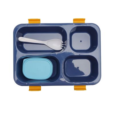 Royalford 1250 ML Lunch Box with Cutlery- RF11126| Non-toxic | Tasteless | Durable | Rectangular Lunch Box with Transparent Lid and Compartments| Plastic Tiffin for Kids and Adults Suitable for Schools and Offices| Sturdy Locks, High Thermal Efficiency, Easy to Carry| Freezer and Dishwasher Safe