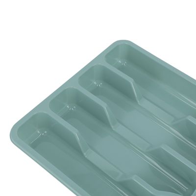 Royalford Medium Cutlery Organizer- RF10889| Kitchen Organizer with Multiple Compartments for Spoon, Fork, Knives| Premium-Quality Plastic Storage For Modular Kitchen| Green