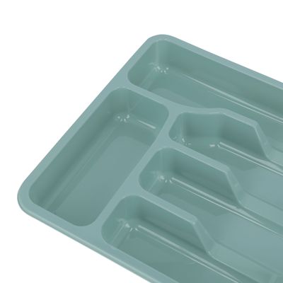 Royalford Medium Cutlery Organizer- RF10889| Kitchen Organizer with Multiple Compartments for Spoon, Fork, Knives| Premium-Quality Plastic Storage For Modular Kitchen| Green