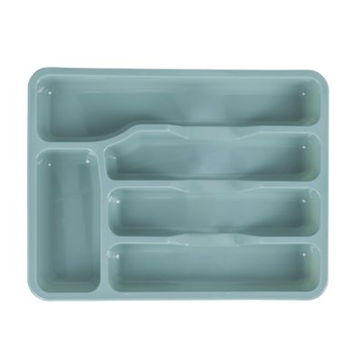 Royalford Medium Cutlery Organizer- RF10889| Kitchen Organizer with Multiple Compartments for Spoon, Fork, Knives| Premium-Quality Plastic Storage For Modular Kitchen| Green