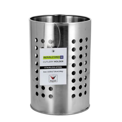 Royalford Cutlery Holder, Premium Quality Stainless Steel | RF10247 | Storage for Countertop Organizer | Cooking Utensil Crock for Kitchen Organization & Storage and Flatware Caddy