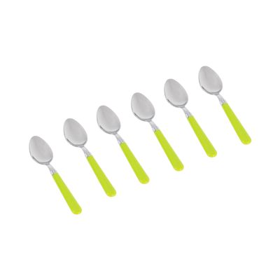 Royalford Stainless Steel Cutlery Set with Holder- RF12120/ 24 Pieces Spoons Set, Includes 6 Dinner Knives, 6 Forks, 6 Spoon, 6 Teaspoons/ Stylish and Light-Weight, 100% Food-Grade/ Stylish Plastic Handle, Suitable for Dining Table, Home and Restaurant, Kitchen Accessories/ Silver and green