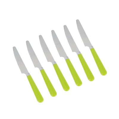 Royalford Stainless Steel Cutlery Set with Holder- RF12120/ 24 Pieces Spoons Set, Includes 6 Dinner Knives, 6 Forks, 6 Spoon, 6 Teaspoons/ Stylish and Light-Weight, 100% Food-Grade/ Stylish Plastic Handle, Suitable for Dining Table, Home and Restaurant, Kitchen Accessories/ Silver and green