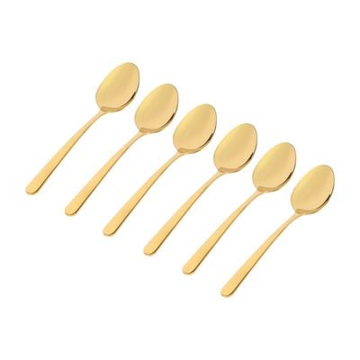 Royalford S S Prima Cutlery Set- RF12464/ 24 Pieces Spoons Set, Includes 6 Table Knives, 6 Forks, 6 Tablespoons, 6 Teaspoons/ Stylish and Light-Weight, 100% Food-Grade/ Stylish Handle, Suitable for Dining Table, Home and Restaurant, Kitchen Accessories, Dishwasher Safe/ Gold