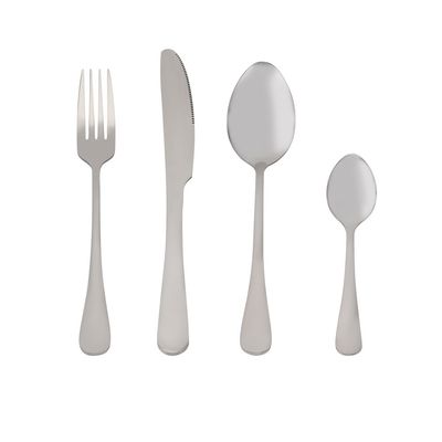 Royalford S S Supreme Cutlery Set- RF12444/ 16 Pieces Spoons Set, Includes 4 Table Knives, 4 Forks, 4 Tablespoons, 4 Teaspoons/ Stylish and Light-Weight, 100% Food-Grade/ Stylish Handle, Suitable for Dining Table, Home and Restaurant, Kitchen Accessories, Dishwasher Safe/ Silver