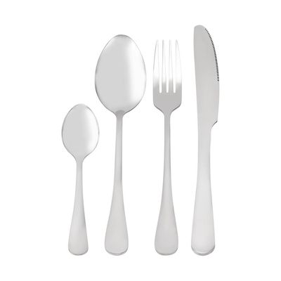 Royalford S S Supreme Cutlery Set- RF12444/ 16 Pieces Spoons Set, Includes 4 Table Knives, 4 Forks, 4 Tablespoons, 4 Teaspoons/ Stylish and Light-Weight, 100% Food-Grade/ Stylish Handle, Suitable for Dining Table, Home and Restaurant, Kitchen Accessories, Dishwasher Safe/ Silver