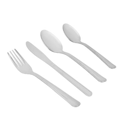 Royalford Cutlery Set- RF12591/ 16 Pieces Spoons Set, Includes 4 Table Knives, 4 Forks, 4 Tablespoons, 4 Teaspoons/ Stylish and Light-Weight, 100% Food-Grade/ Stylish Handle, Suitable for Dining Table, Home and Restaurant, Kitchen Accessories, Dishwasher Safe/ Silver