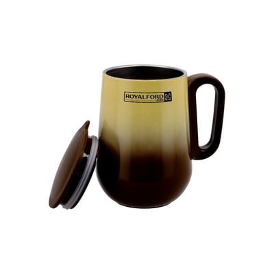 Royalford Coffee Mug, Double Wall Stainless Steel Mug, RF10183 | 270ml/9oz Jug | SS 304 Inner Pot | Compact Lid for Travel | Portable & Leak-Resistant | Preserves Flavour & Freshness