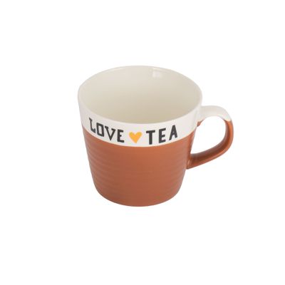 Royalford 415 ml (14 oz) New Bone Mug- RF12296/ Perfect for Hot and Cold Drinks/ Food-Grade, Non-Toxic and Safe to Use/ Stylish, Durable and Long-Lasting Design, Love tea Printed, Suitable for Gifting/ Brown