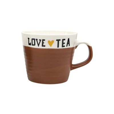 Royalford 415 ml (14 oz) New Bone Mug- RF12296/ Perfect for Hot and Cold Drinks/ Food-Grade, Non-Toxic and Safe to Use/ Stylish, Durable and Long-Lasting Design, Love tea Printed, Suitable for Gifting/ Brown