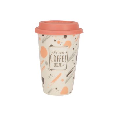 Royalford 385 ml (13 oz) New Bone Mug with Lid- RF12297/ Perfect for Hot and Cold Drinks/ Food-Grade, Non-Toxic and Safe to Use/ Stylish, Durable and Long-Lasting Design, Quote Printed, Suitable for Gifting/ Pink and White