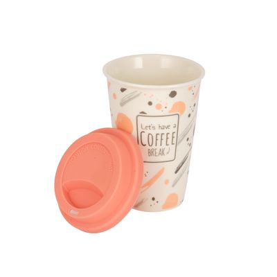 Royalford 385 ml (13 oz) New Bone Mug with Lid- RF12297/ Perfect for Hot and Cold Drinks/ Food-Grade, Non-Toxic and Safe to Use/ Stylish, Durable and Long-Lasting Design, Quote Printed, Suitable for Gifting/ Pink and White