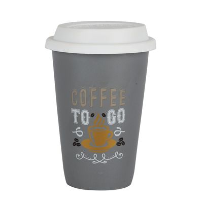 Royalford 385 ml (13 oz) New Bone Mug with Lid- RF12298/ Perfect for Hot and Cold Drinks/ Food-Grade, Non-Toxic and Safe to Use/ Stylish, Durable and Long-Lasting Design, Quote Printed, Suitable for Gifting/ Grey