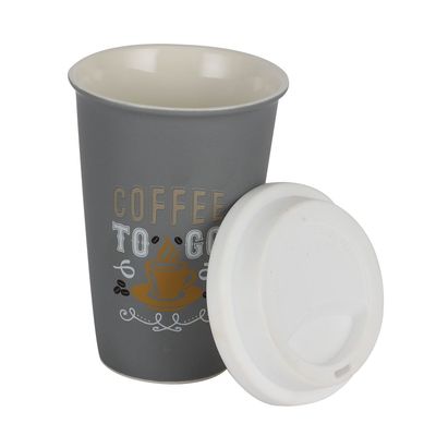 Royalford 385 ml (13 oz) New Bone Mug with Lid- RF12298/ Perfect for Hot and Cold Drinks/ Food-Grade, Non-Toxic and Safe to Use/ Stylish, Durable and Long-Lasting Design, Quote Printed, Suitable for Gifting/ Grey