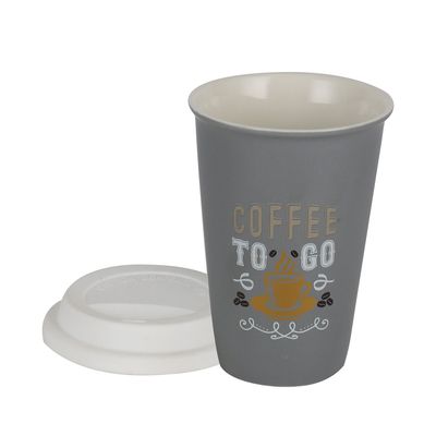 Royalford 385 ml (13 oz) New Bone Mug with Lid- RF12298/ Perfect for Hot and Cold Drinks/ Food-Grade, Non-Toxic and Safe to Use/ Stylish, Durable and Long-Lasting Design, Quote Printed, Suitable for Gifting/ Grey