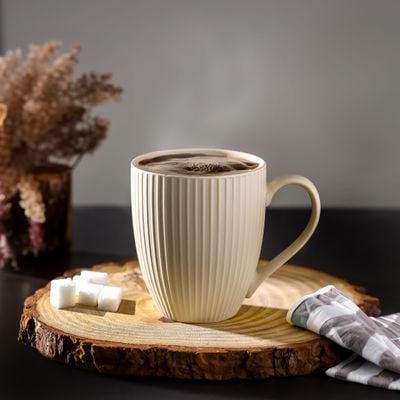 Royalford 414 ml (14 oz) New Bone Mug- RF12286/ Perfect for Hot and Cold Drinks/ Food-Grade, Non-Toxic and Safe to Use/ Stylish, Durable and Long-Lasting Design, Embossed, Modern Print, Suitable for Gifting/ White