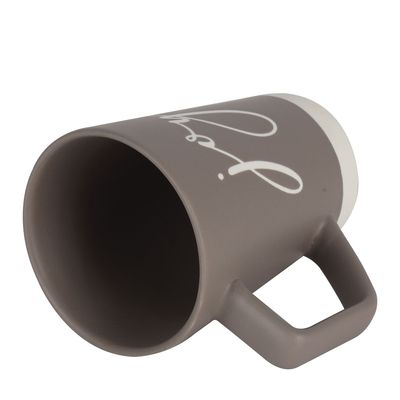 Royalford 435 ml (14.7 oz) New Bone Mug- RF12293/ Perfect for Hot and Cold Drinks/ Food-Grade, Non-Toxic and Safe to Use/ Stylish, Durable and Long-Lasting Design, Quote Printed, Suitable for Gifting/ Grey