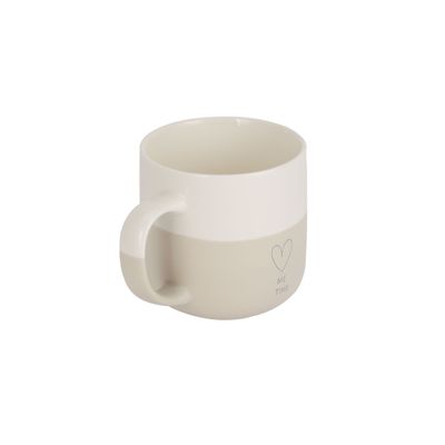 Royalford 405 ml (13.7 oz) New Bone Mug- RF12294/ Perfect for Hot and Cold Drinks/ Food-Grade, Non-Toxic and Safe to Use/ Stylish, Durable and Long-Lasting Design, Hello New Day Printed, Suitable for Gifting/ White and Grey