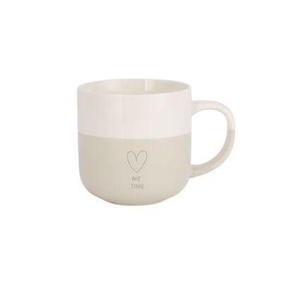 Royalford 405 ml (13.7 oz) New Bone Mug- RF12294/ Perfect for Hot and Cold Drinks/ Food-Grade, Non-Toxic and Safe to Use/ Stylish, Durable and Long-Lasting Design, Hello New Day Printed, Suitable for Gifting/ White and Grey