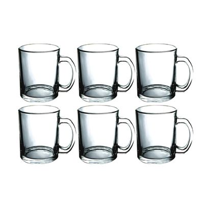 8 Oz 3 Pcs Glass Mug with Handle Royalford RF2752-GW